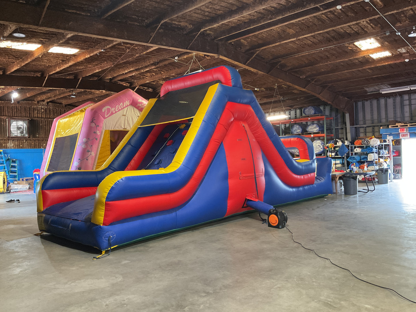 65' Obstacle Course Set (Mini Obstacle Course + Rock Climb Slide)