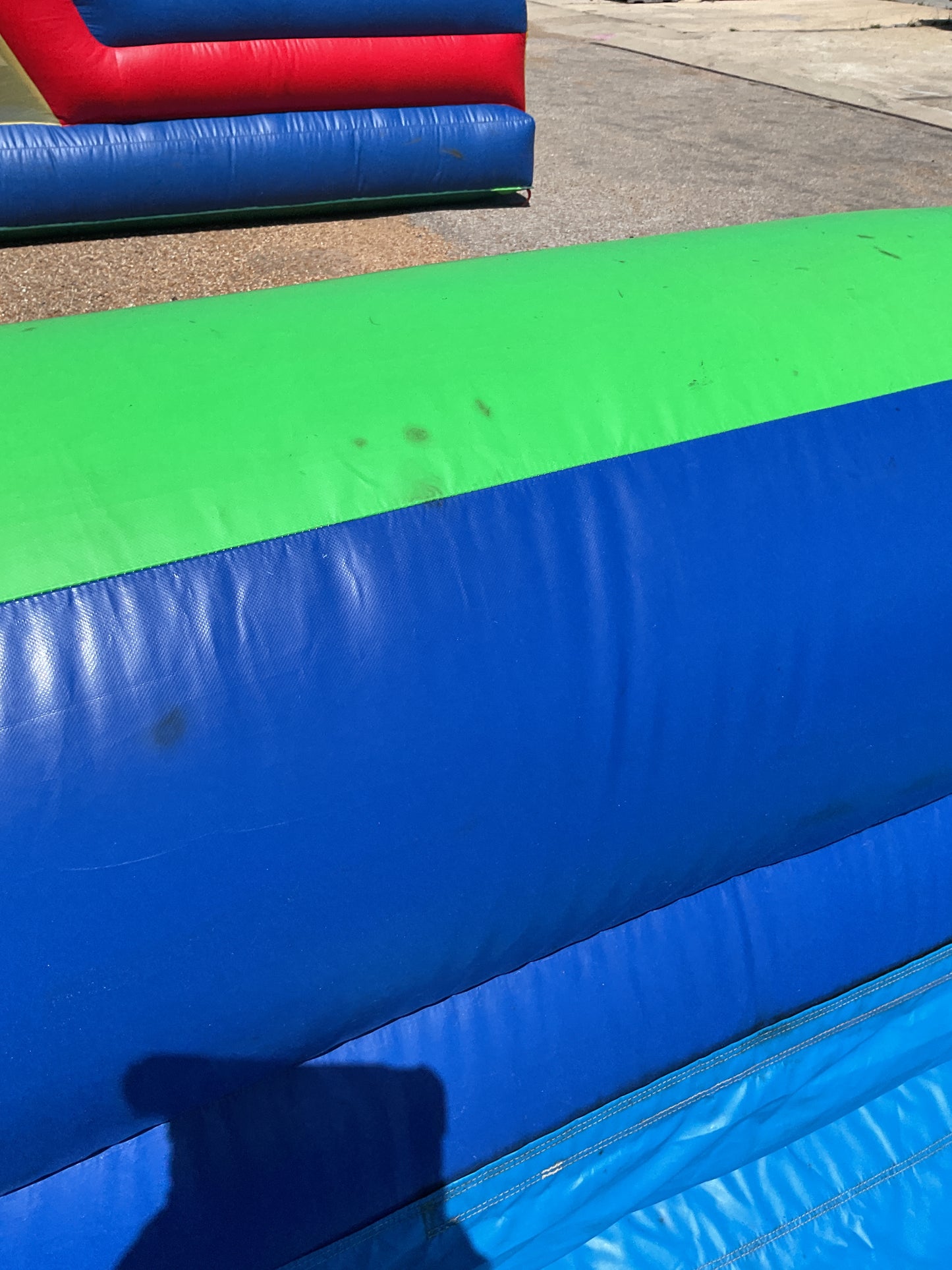 Green Blue Slip-n-Slide with pool and landing attachment