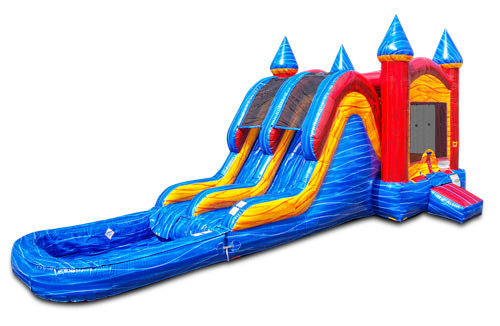 Dual Lane Marble Castle Combo with detachable pool