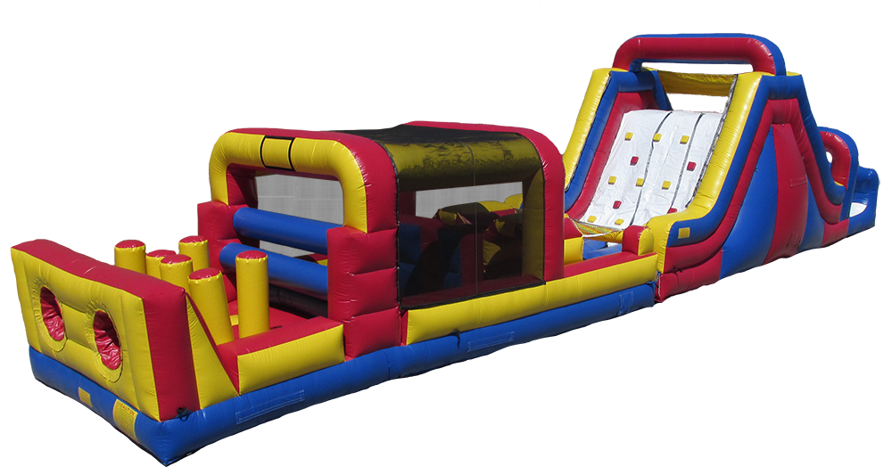 65' Obstacle Course Set (Mini Obstacle Course + Rock Climb Slide)