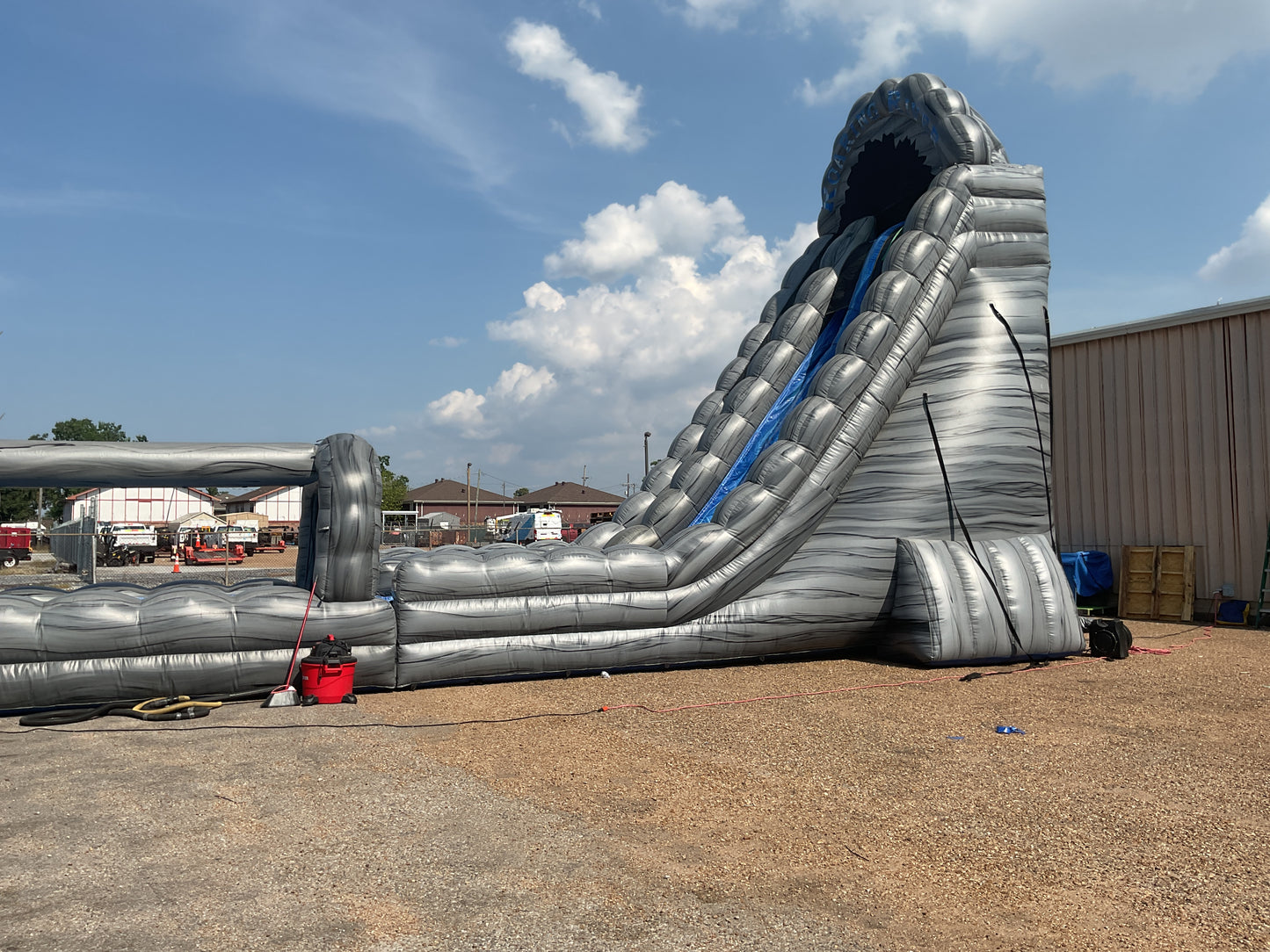 27' Roaring River Dual Lane Slide with slip-n-slide landing attachment