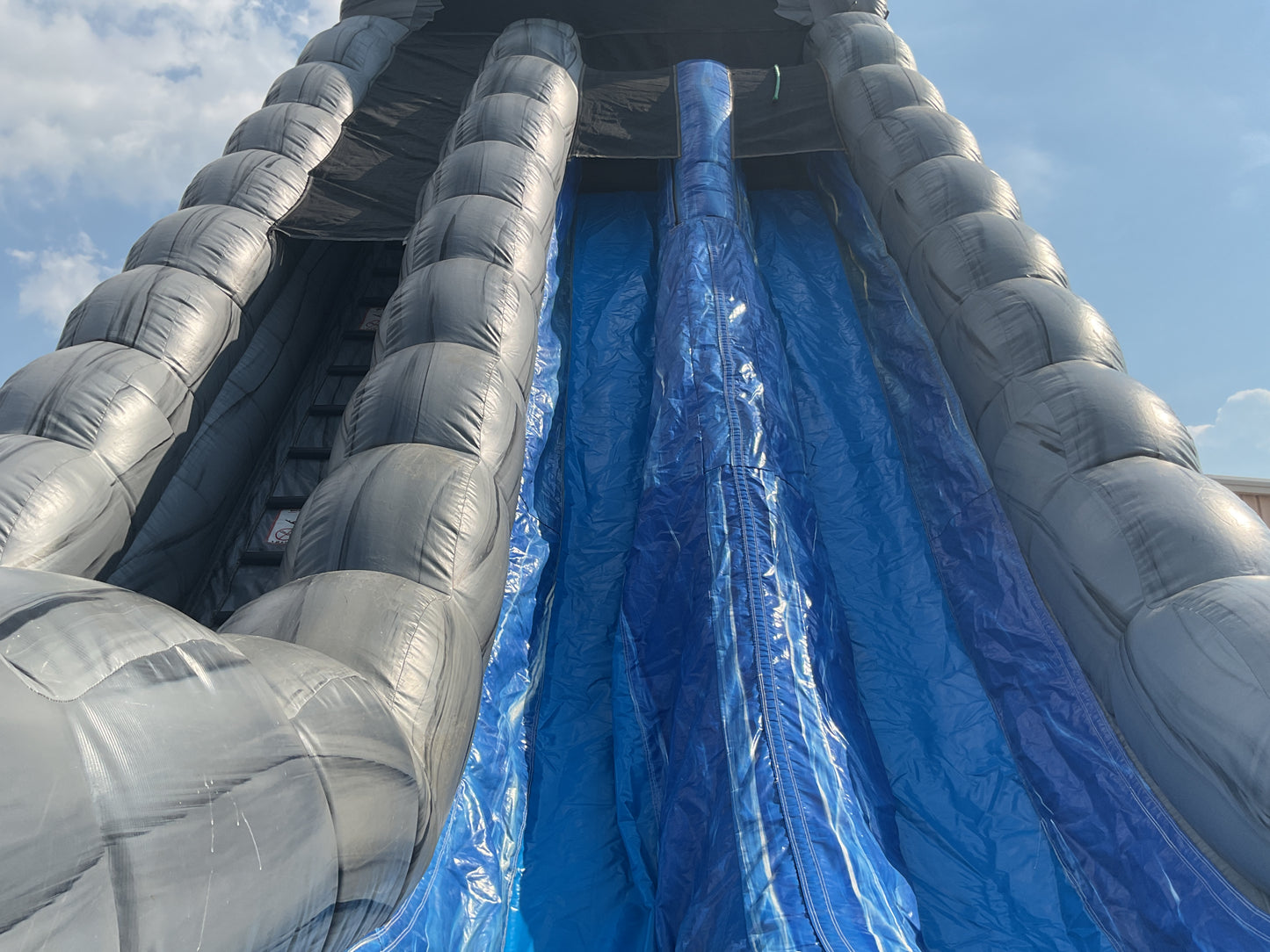 27' Roaring River Dual Lane Slide with slip-n-slide landing attachment