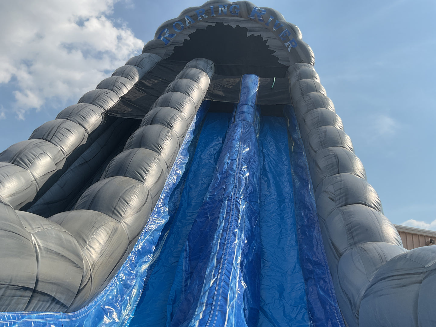 27' Roaring River Dual Lane Slide with slip-n-slide landing attachment