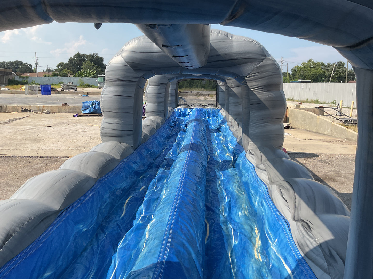 27' Roaring River Dual Lane Slide with slip-n-slide landing attachment