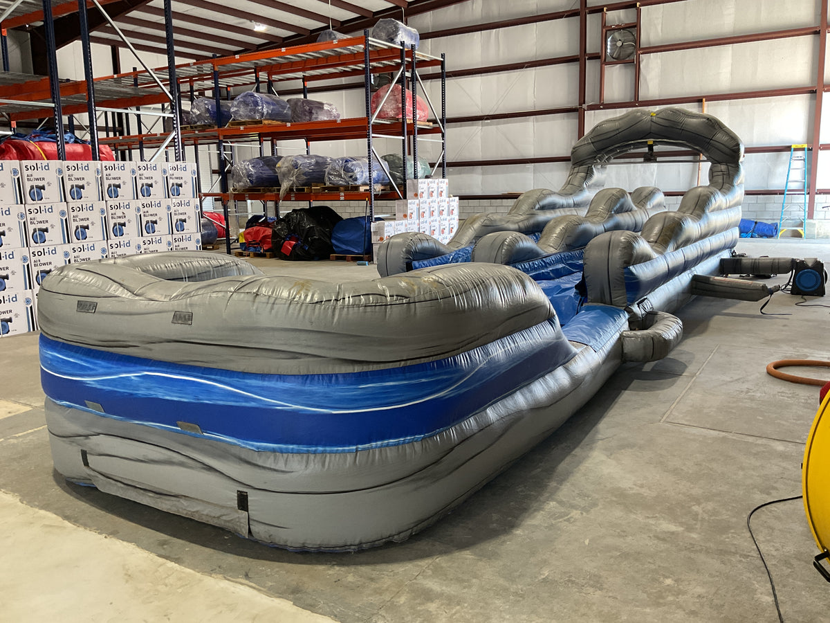 Dual Lane Slip-n-Slide with pool and landing attachments
