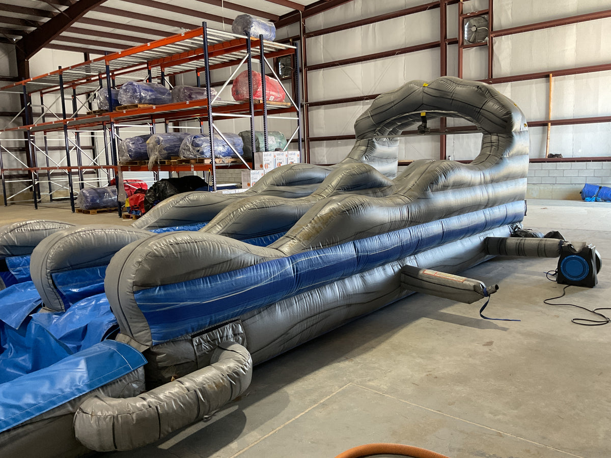Dual Lane Slip-n-Slide with pool and landing attachments