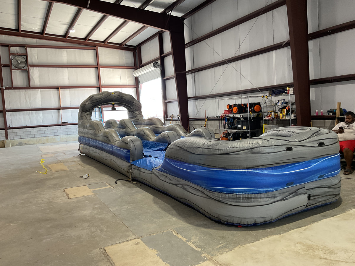 Dual Lane Slip-n-Slide with pool and landing attachments