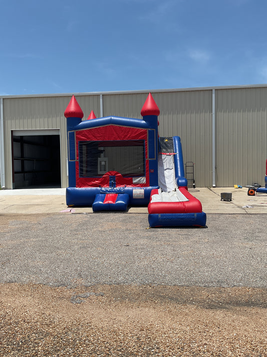 Red Blue Modular Castle combo with pool