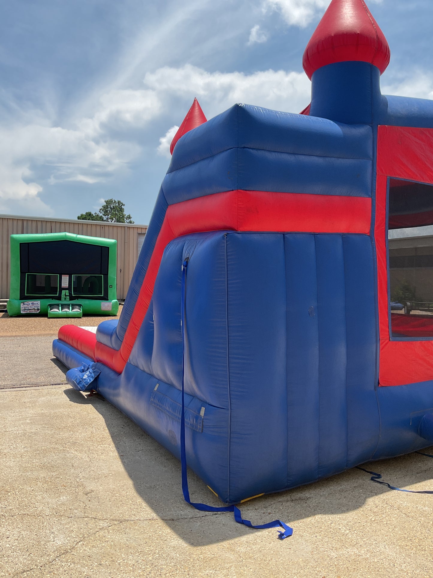 Red Blue Modular Castle combo with pool