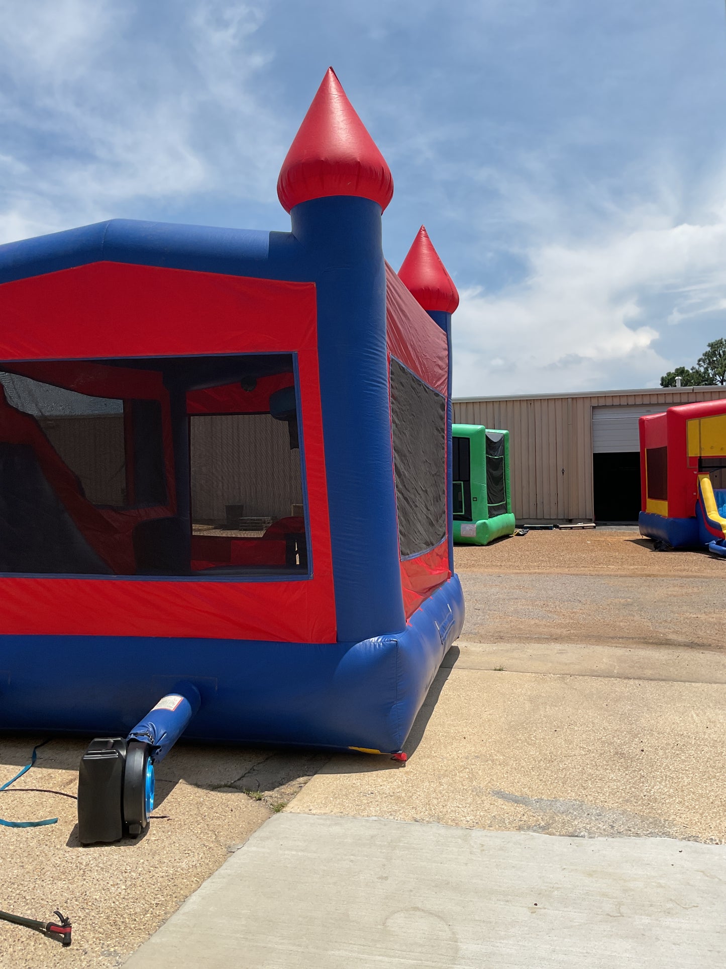 Red Blue Modular Castle combo with pool