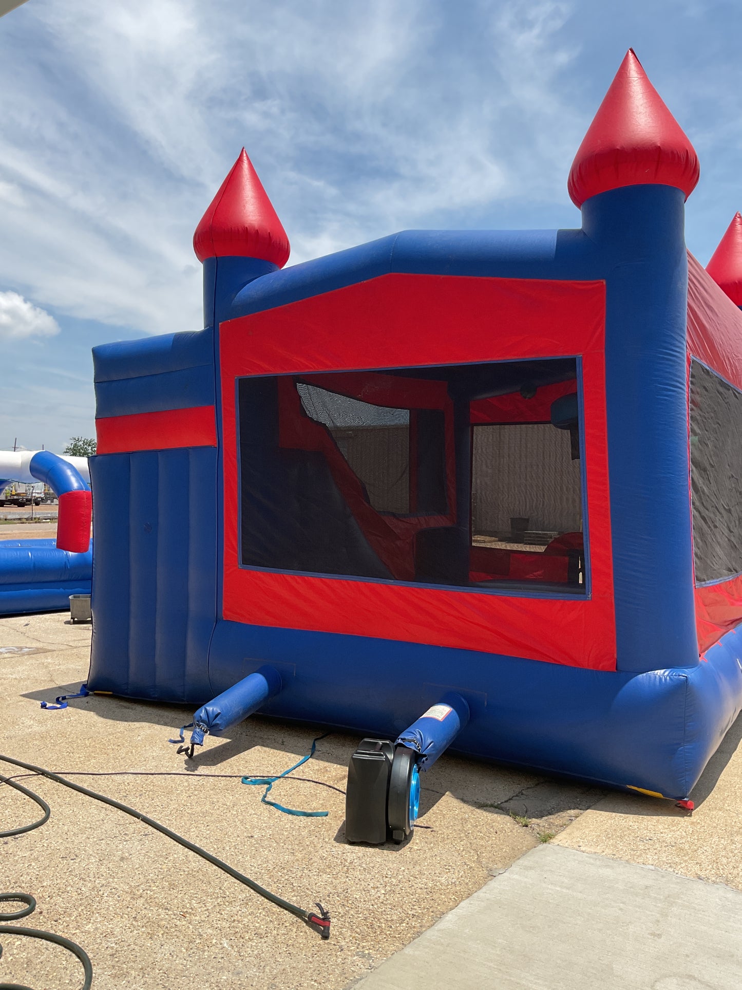 Red Blue Modular Castle combo with pool