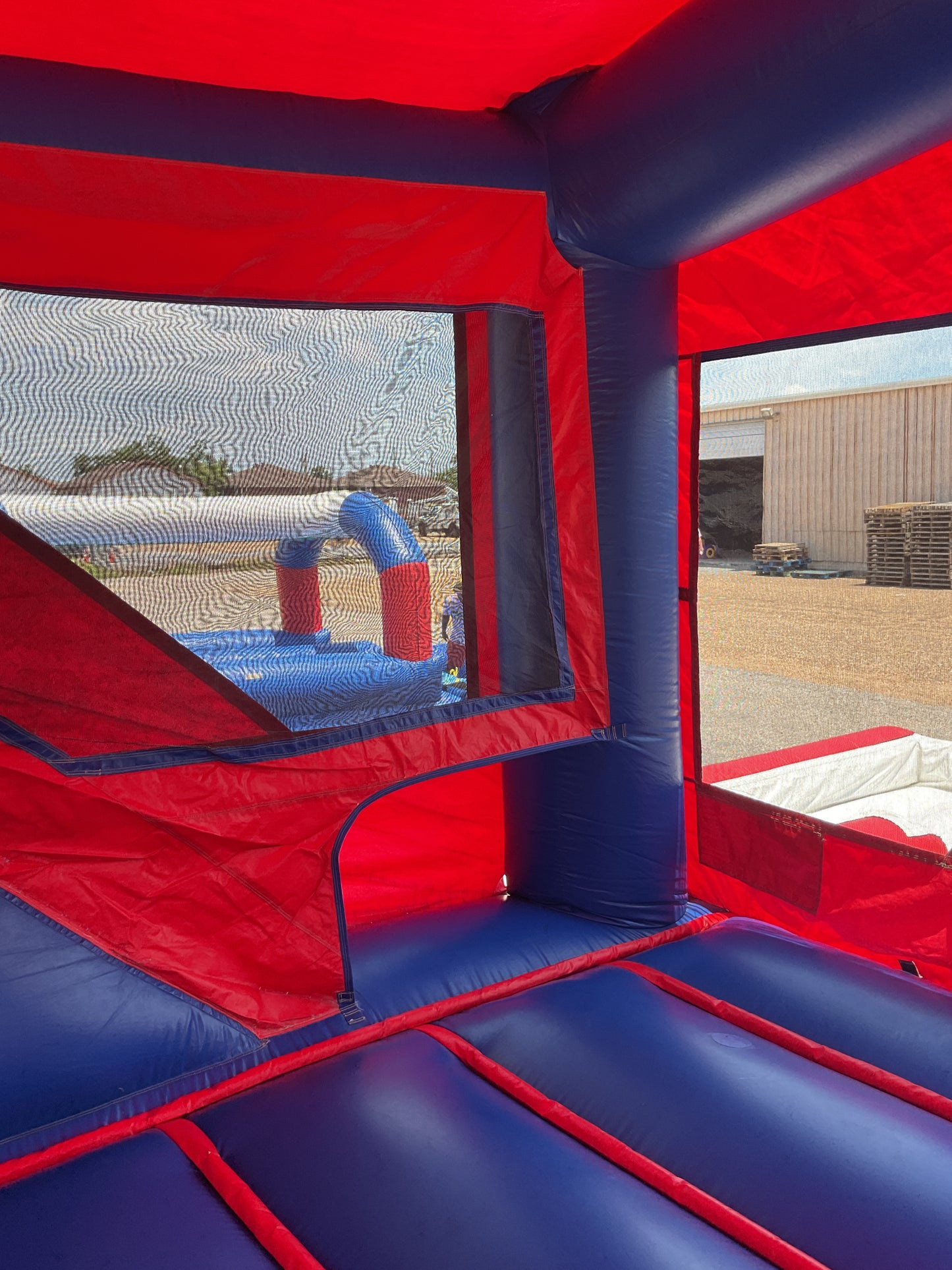 Red Blue Modular Castle combo with pool