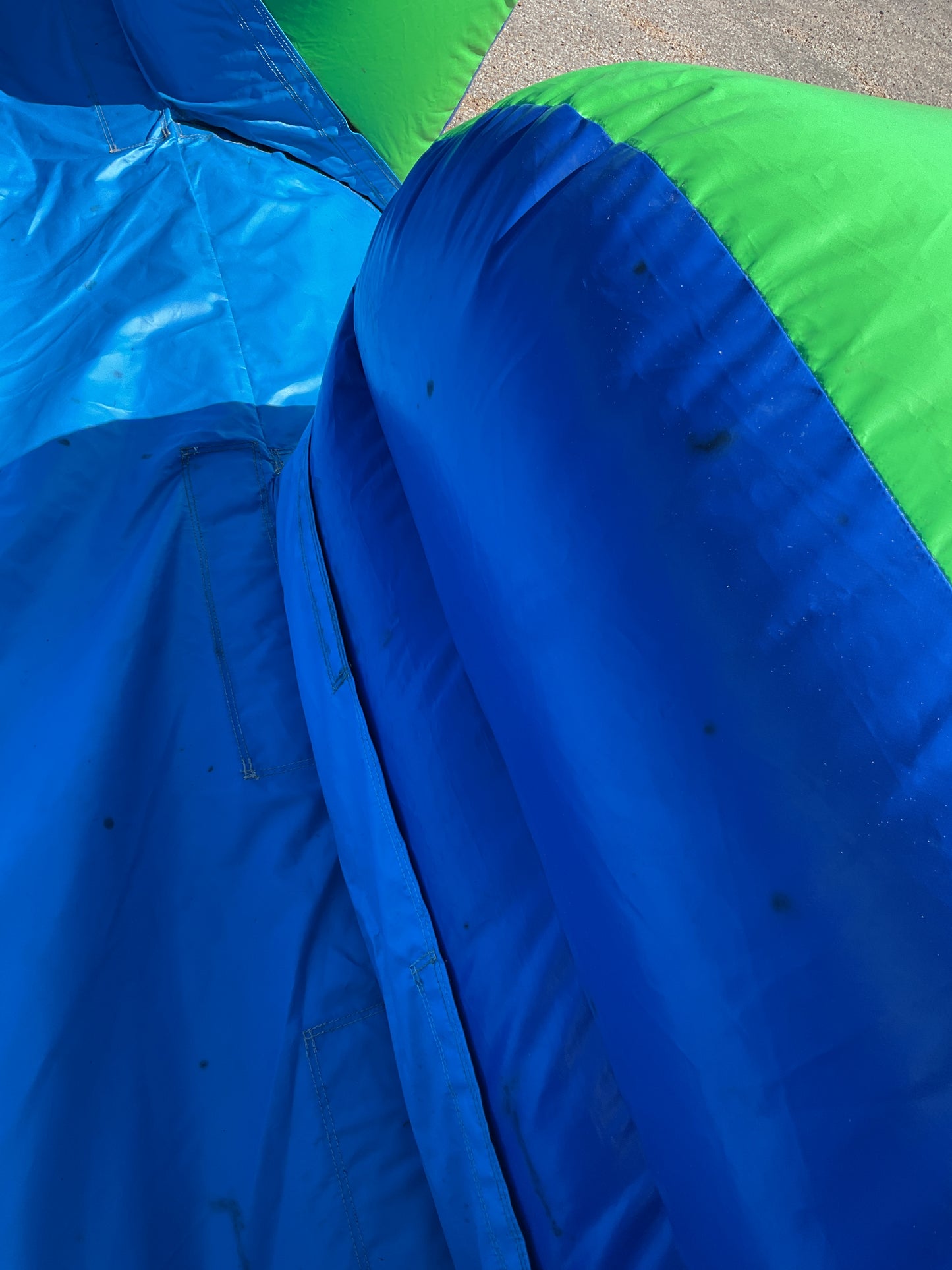 Green Blue Slip-n-Slide with pool and landing attachment