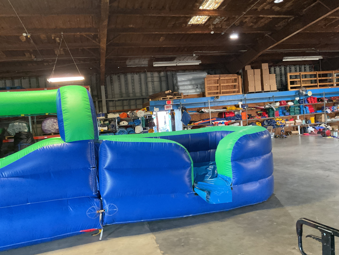 Green Blue Slip-n-Slide with pool and landing attachment