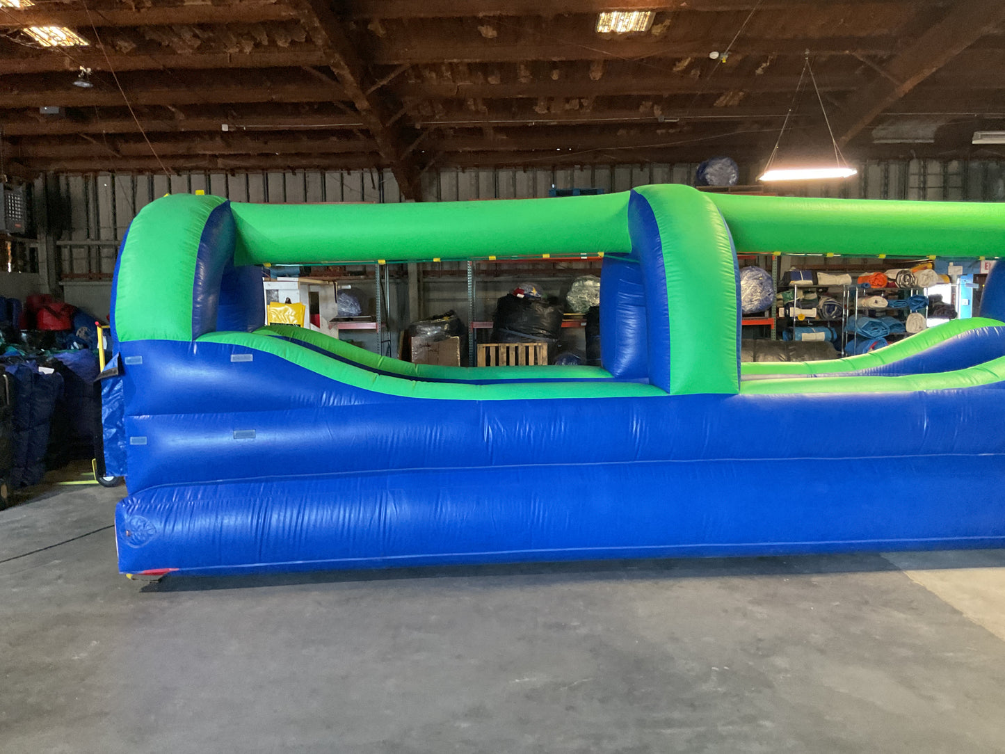 Green Blue Slip-n-Slide with pool and landing attachment