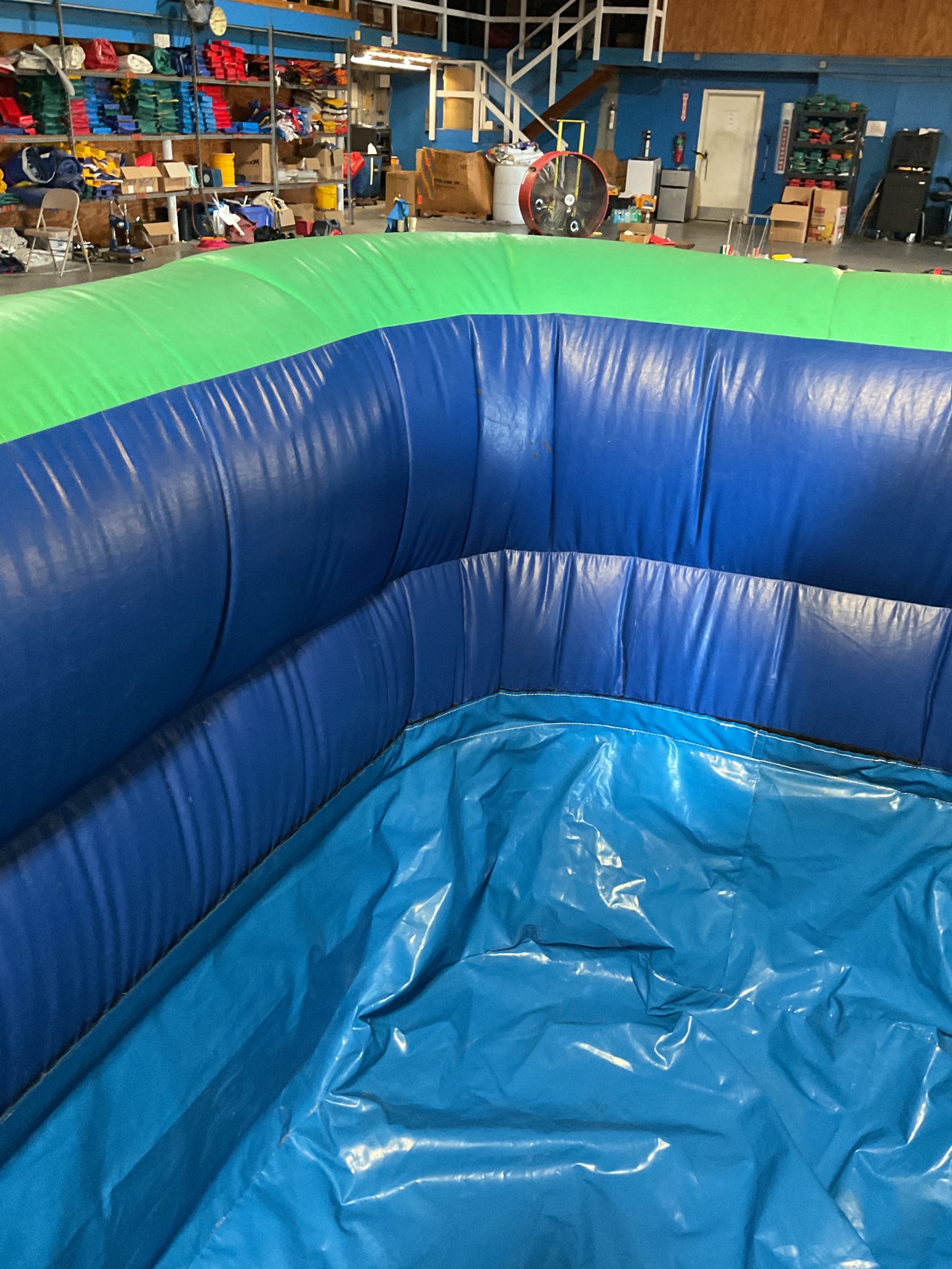 Green Blue Slip-n-Slide with pool and landing attachment