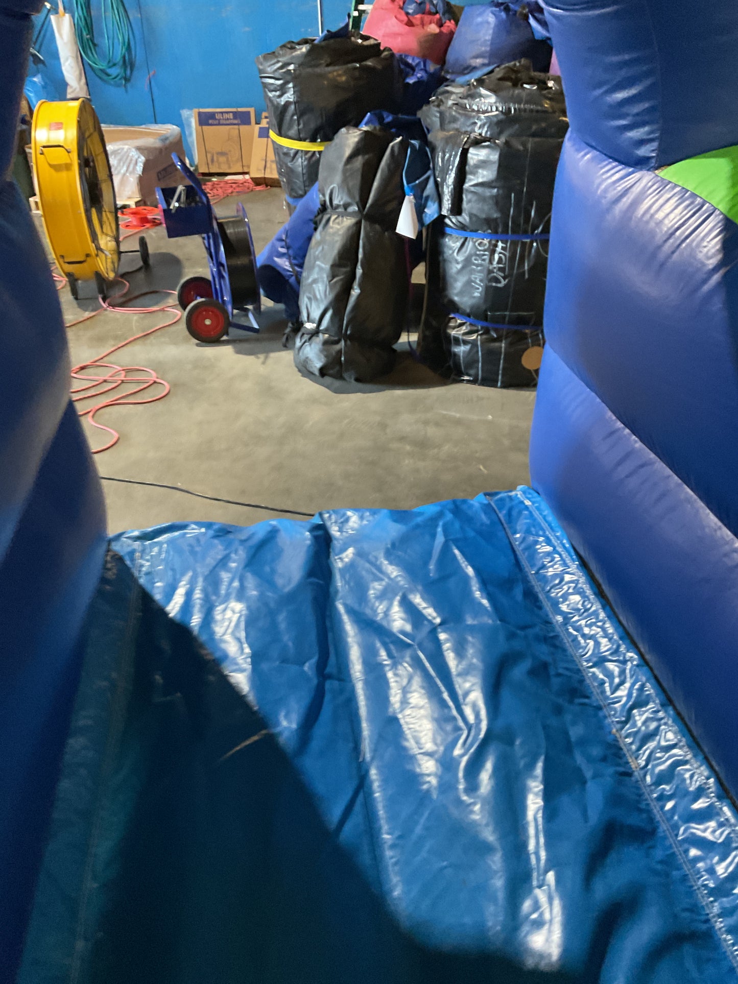 Green Blue Slip-n-Slide with pool and landing attachment