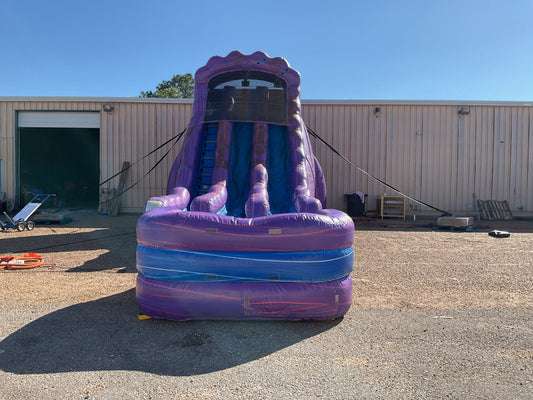 24' Purple Falls Slide with slip-n-slide to pool and landing attachments