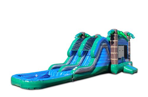 Dual Lane Tropical Combo with detachable pool – Space Walk Inflatables