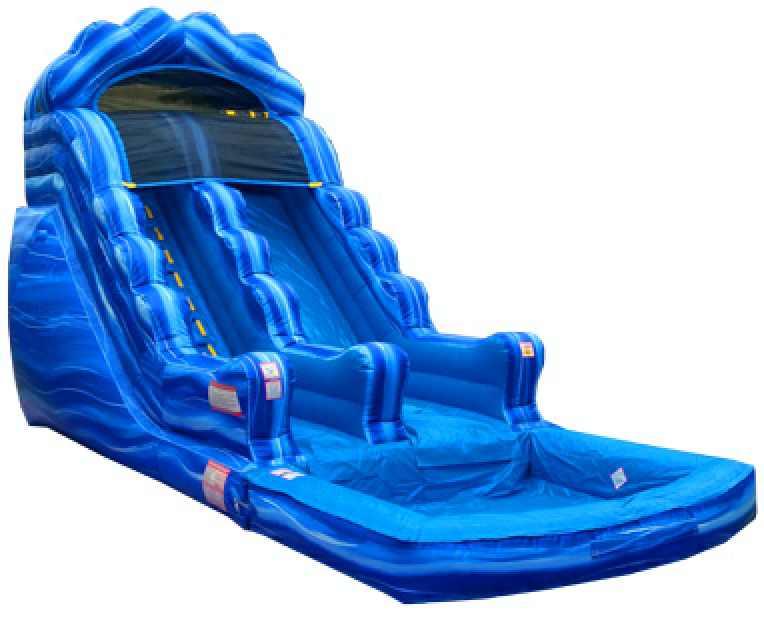 Blue Wave Inflatable Slide 16' Blue Marble Wave Slide with detachable pool – Space Walk Inflatables